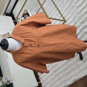 Patagonia Men's Organic Cotton Seersucker Pullover Shirt - Size XXL  Warm Orange
